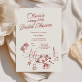 ハンドドローお洒落ド小メリーブライダルシャワー 招待状