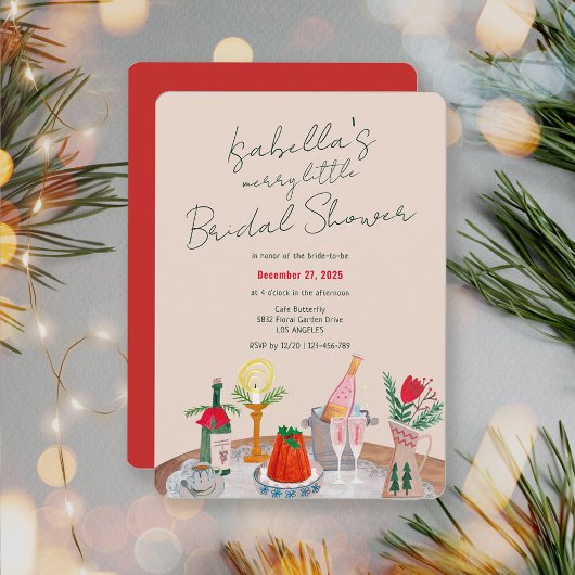 ハンドドローお洒落ド小メリーブライダルシャワー 招待状