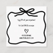 ハンドドローお洒落ド弓スモールビジネスサンキュー スクエア名刺 (裏面)