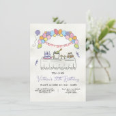 ハンドドローお洒落ド成人誕生日パーティー 招待状 (スタンド正面)