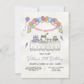 ハンドドローお洒落ド成人誕生日パーティー 招待状 (正面)