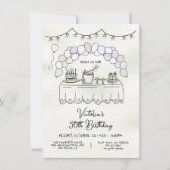 ハンドドローお洒落ド成人誕生日パーティー 招待状 (正面)