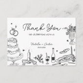 ハンドドローお洒落ド結婚の感謝 エンクロージャーカード (正面)