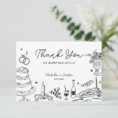 ハンドドローお洒落ド結婚の感謝 エンクロージャーカード (スタンド正面)