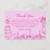 ハンドドローお洒落ド結婚の感謝 エンクロージャーカード (正面)