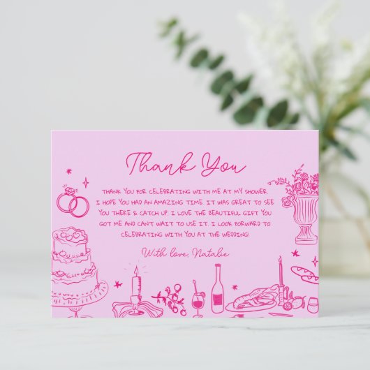 ハンドドローお洒落ド結婚の感謝 エンクロージャーカード (スタンド正面)