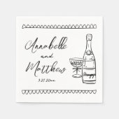 ハンドドローお洒落ド結婚ズ スタンダードカクテルナプキン (正面)