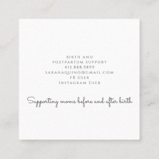 ハンドドローお洒落ド花模様ピーチ&グリーンドゥーラ スクエア名刺 (裏面)