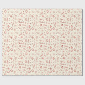 ハンドドローお洒落ド赤いドードルクリスマス ラッピングペーパー (フラット)