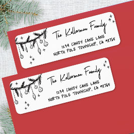 ハンドドローお洒落ド・クリスマス差出人住所 ラベル