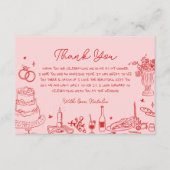 ハンドドローお洒落ブライダルシャワーありがとう エンクロージャーカード (正面)