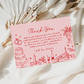 ハンドドローお洒落ブライダルシャワーありがとう エンクロージャーカード