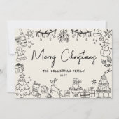 ハンドドローお洒落ヴィンテージメリークリスマス シーズンカード (正面)