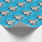 ハンドドローお洒落雪だるまクリスマス ラッピングペーパー (角)