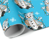 ハンドドローお洒落雪だるまクリスマス ラッピングペーパー (ロールコーナー)