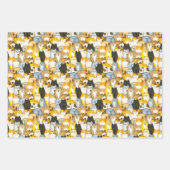 ハンドドローかわいい子猫パターンのペット猫 ラッピングペーパーシート (正面)