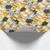 ハンドドローかわいい子猫パターンのペット猫 ラッピングペーパー (角)