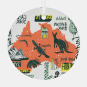 ハンドドローされたオーストラリアのアトラクション、タイポグラフィポスト ガラスオーナメント (裏面)