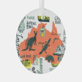 ハンドドローされたオーストラリアのアトラクション、タイポグラフィポスト ガラスオーナメント (正面右)