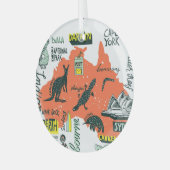 ハンドドローされたオーストラリアのアトラクション、タイポグラフィポスト ガラスオーナメント (正面左)