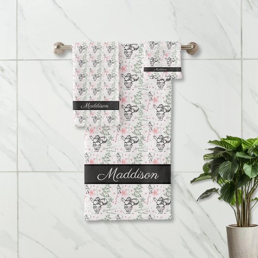 ハンドドローのサンタクロースのクリスマス バスタオルセット