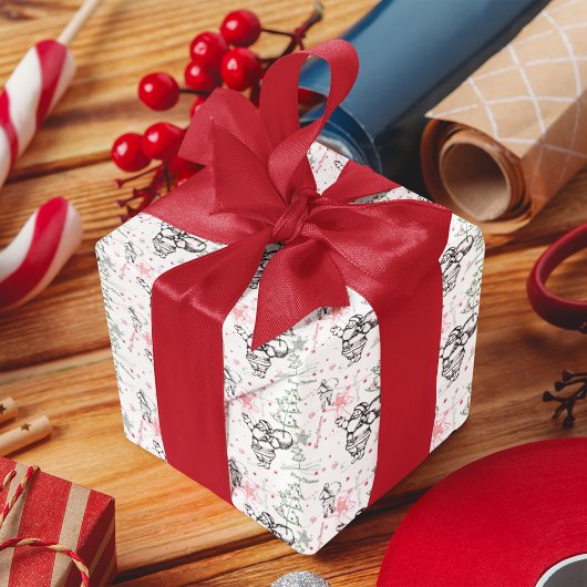 ハンドドローのサンタクロースのクリスマス ラッピングペーパー