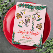 ハンドドローのジャングルとクリスマスカクテルを混ぜ合わせる 招待状