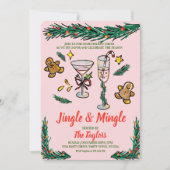 ハンドドローのジャングルとクリスマスカクテルを混ぜ合わせる 招待状 (正面)