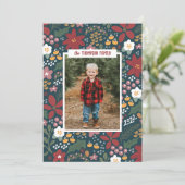 ハンドドローはっきりしたドクリスマスフローラホリデーフォトカード シーズンカード (スタンド正面)