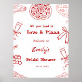 ハンドドローは愛とピザブライダルシャワーへようこそ ポスター (正面)