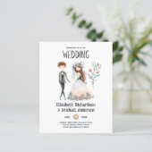 ハンドドローぼほ新郎新婦かわいい結婚式の誘い (スタンド正面)