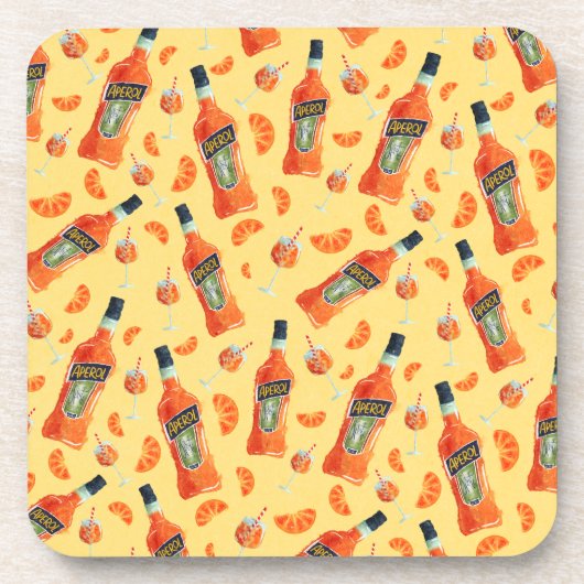 ハンドドローアペロルSpritzカクテルアワーコースター コースター (正面)