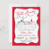 ハンドドローイタリアンドピザワインディナーパーティー 招待状 (正面)