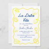 ハンドドローイタリアンドラドルチェヴィータブライダルシャワー 招待状 (正面)