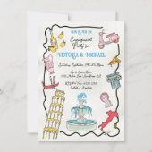 ハンドドローイタリアンドローマメディテラネアンパーティー 招待状 (正面)