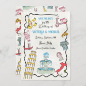 ハンドドローイタリアンドローマメディテラネアンパーティー 招待状 (正面/裏面)