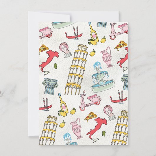 ハンドドローイタリアンドローマメディテラネアンパーティー 招待状 (裏面)