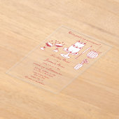 ハンドドローイラストドードルマロ結婚ーン アクリル招待状 (レイダウン)