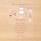 ハンドドローイラストドードルマロ結婚ーン アクリル招待状 (正面)