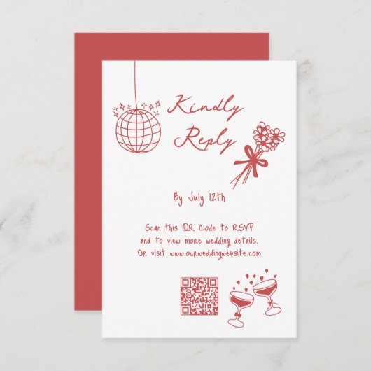 ハンドドローイラストドードルマロ結婚ーン エンクロージャーカード (正面/裏面)