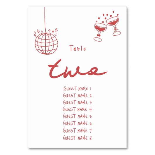 ハンドドローイラストドードルマロ結婚ーン テーブルナンバー (正面)