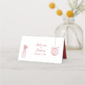 ハンドドローイラストドードルマロ結婚ーン プレイスカード (裏面)