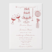 ハンドドローイラストドードルマロ結婚ーン ベラム紙招待状 (正面)