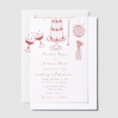 ハンドドローイラストドードルマロ結婚ーン ベラム紙招待状 (オフセット)