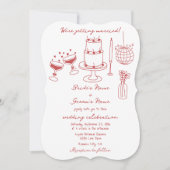 ハンドドローイラストドードルマロ結婚ーン 招待状 (正面)