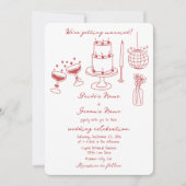 ハンドドローイラストドードルマロ結婚ーン 招待状 (正面)