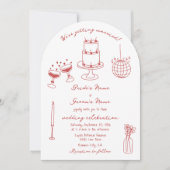 ハンドドローイラストドードルマロ結婚ーン 招待状 (正面)