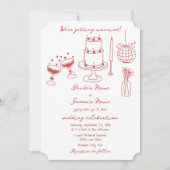 ハンドドローイラストドードルマロ結婚ーン 招待状 (正面)