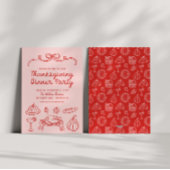 ハンドドローウィムシーバウ感謝祭ディナー招待状 シーズンカード