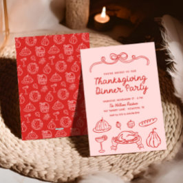ハンドドローウィムシーバウ感謝祭ディナー招待状 シーズンカード